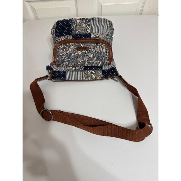 Sakroots Artist Circle Navy Floral Shoulder Cross Body Purse Charm Blue White - Picture 6 of 8